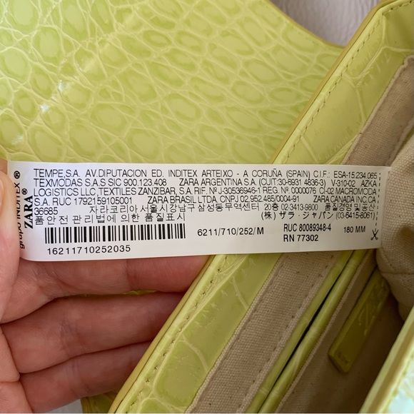 ZARA NEON ANIMAL PRINT CROSSBODY BAG, neon yellow greenish, great condition - Picture 10 of 16